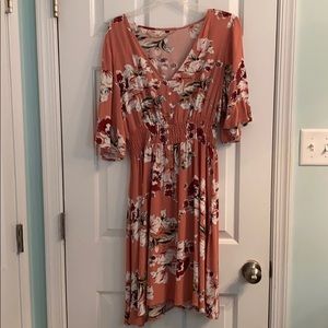 Women's Boho Button Up Split Floral Dress